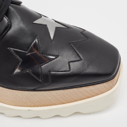 Stella McCartney Black Faux Leather Elyse Star Derby Sneakers Size 40