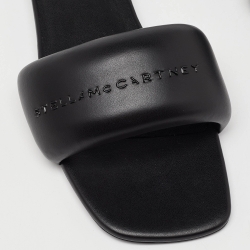 Stella McCartney Black Faux Leather Flat Slides Size 40