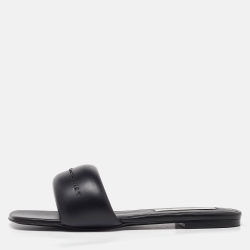 Stella McCartney Black Faux Leather Flat Slides Size 40