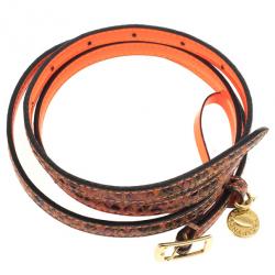 Stella McCartney Orange Python Print Skinny Belt 80 CM