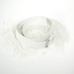 Stella McCartney Wide White Faux Leather and Fringe Belt Size 75 CM