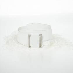 Stella McCartney Wide White Faux Leather and Fringe Belt Size 75 CM