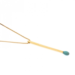 Stella McCartney Matchstick Enamel Gold Tone Pendant Necklace