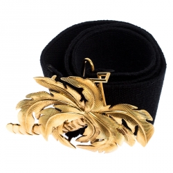 Stella McCartney Black Canvas Palm Tree Buckle Belt 80CM