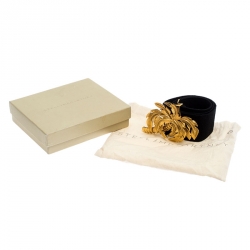 Stella McCartney Black Canvas Palm Tree Buckle Belt 80CM