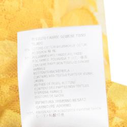 Pre Owned Stella McCartney Yellow Floral Lace Scalloped Edge Sheer Top M