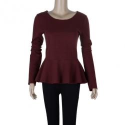 Pre Owned Stella McCartney Burgundy Peplum Top M