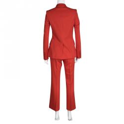 Pre Owned Stella McCartney Red Wool Ingrid Blazer and Cropped Pant Suit XS