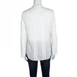 Pre Owned قميص ستيلا ماكرتني أكمام طوي لة حرير-قطن مخطط سيلف بيج فاتح S