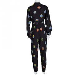 Pre Owned Stella McCartney Black Monia Superhero Print Jumpsuit S