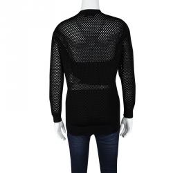 Pre Owned Stella McCartney Black Mesh Horse Embroidered Sweatshirt XS