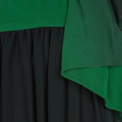 Pre Owned بلوزة ستيلا مكارتني حرير شيفون أخضر أومبريه أكمام قصيرة M