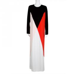 مملوكة مسبقًا Stella McCartney Colorblock Velvet and Crepe Long Sleeve Maxi Dress M