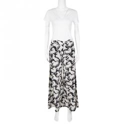 Pre Owned Stella McCartney Monochrome Horse Printed Silk Darcy Palazzo Pants S