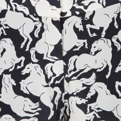Pre Owned Stella McCartney Monochrome Horse Printed Silk Darcy Palazzo Pants S