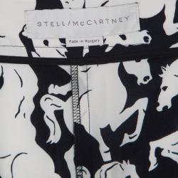 Pre Owned Stella McCartney Monochrome Horse Printed Silk Darcy Palazzo Pants S