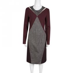 Pre Owned فستان ستيلا مكارتني تريكو كتل لونية شبكة مزينة أكمام طويلة M