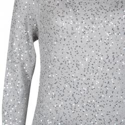Pre Owned Stella McCartney Grey Sequined Cutout Back Detail Sweater M