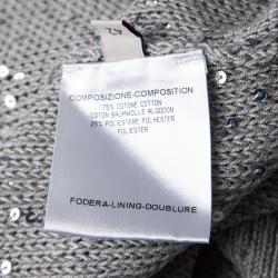 Pre Owned Stella McCartney Grey Sequined Cutout Back Detail Sweater M