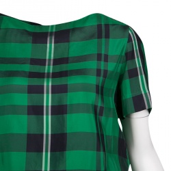 Stella McCartney Green Aurore Gingham Checked Boat Neck Romper S 