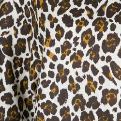 Pre Owned بلوزة ستيلا مكارتني كتان كريمي نقشة الفهد بأكمام قصيرة واسع M