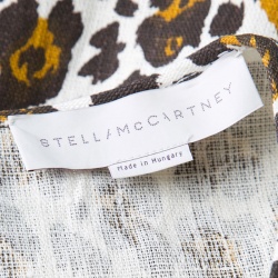 Pre Owned بلوزة ستيلا مكارتني كتان كريمي نقشة الفهد بأكمام قصيرة واسع M