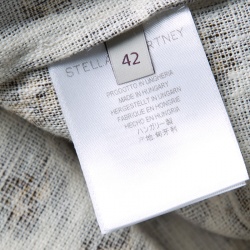 Pre Owned بلوزة ستيلا مكارتني كتان كريمي نقشة الفهد بأكمام قصيرة واسع M