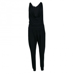 Stella McCartney Black Draped Racer Back Detail Jumpsuit S