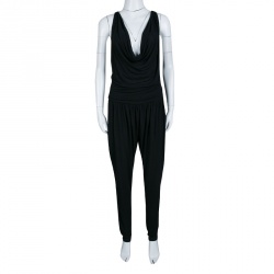 Stella McCartney Black Draped Racer Back Detail Jumpsuit S