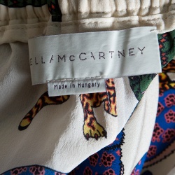 Pre Owned Stella McCartney Cream Wild Cat Printed Silk Elasticized Waist Christine Pants S