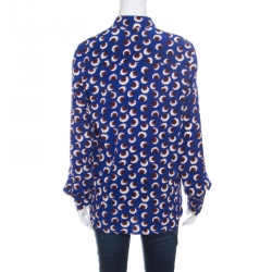 Pre Owned Stella McCartney Indigo Floral Printed Silk Wilson Blossom Shirt M