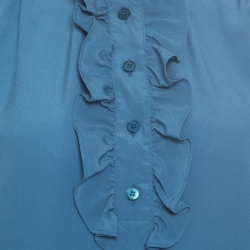 Pre Owned بلوزة ستيلا مكارتني ميريديث حرير أزرق بأكمام طويلة M