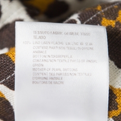 مملوكة مسبقًا Stella McCartney Cream Animal Print Linen Short Sleeve Oversized Blouse M