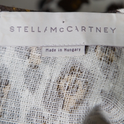 مملوكة مسبقًا Stella McCartney Cream Animal Print Linen Short Sleeve Oversized Blouse M