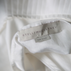 Pre Owned Stella McCartney White Cotton Pleated Mesh Hem Detail Midi Skirt M
