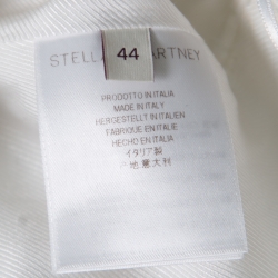 Pre Owned Stella McCartney White Cotton Pleated Mesh Hem Detail Midi Skirt M