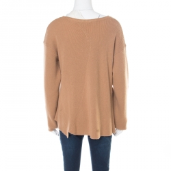 Pre Owned Stella McCartney Toffee Brown Ribbed Knit Wool Handkerchief Hem Sweater M