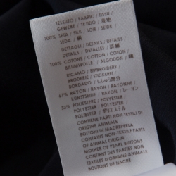 Pre Owned قميص ستيلا ماكرتني تفاصيل مطرز نسر كريب دو شين حرير كحلي M