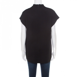 مملوكة مسبقًا Stella McCartney Black Bow Embroidered Cap Sleeve Boxy Blouse M