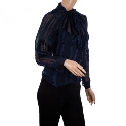 Pre Owned Stella McCartney Sheer Silk Drawstring Top S