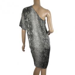 Pre Owned Stella McCartney One Shoulder Snakeskin Print Dress S