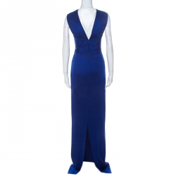 مملوكة مسبقًا Stella McCartney Blue Stretch Cross Over Bodice Bodycon Maxi Dress M