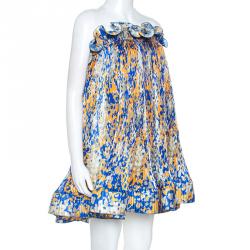 مملوكة مسبقًا Stella McCartney Multicolor Printed Pleated Ruffle dress M