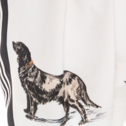 مملوكة مسبقًا Stella McCartney White Striped Dog Print Silk Christine Pants S
