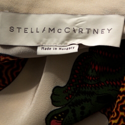 Pre Owned Stella McCartney Cream Wild Cat Print Silk Maxi Dress M