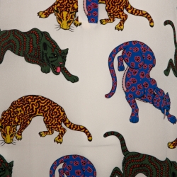 Pre Owned Stella McCartney Cream Wild Cat Print Silk Maxi Dress M