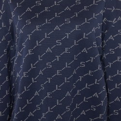 Stella McCartney Navy Blue Logo Intarsia Cotton Knit Crewneck Sweatshirt S