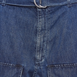 Pre Owned Stella McCartney Blue Denim Belted Cargo Pants M Waist 29''