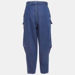 Pre Owned Stella McCartney Blue Denim Belted Cargo Pants M Waist 29''