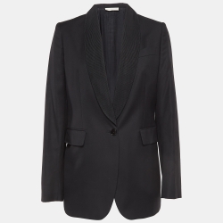 Pre Owned Stella McCartney Black Wool Shawl Collar Single Breasted Coat M